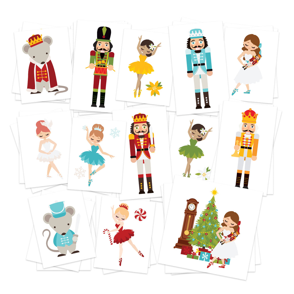 Nutcracker Christmas Temporary Tattoos / Pack of 39 / Party Supplies & Stocking Stuffer / Skin Safe