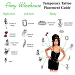 Amy Wine tattoos placement guide