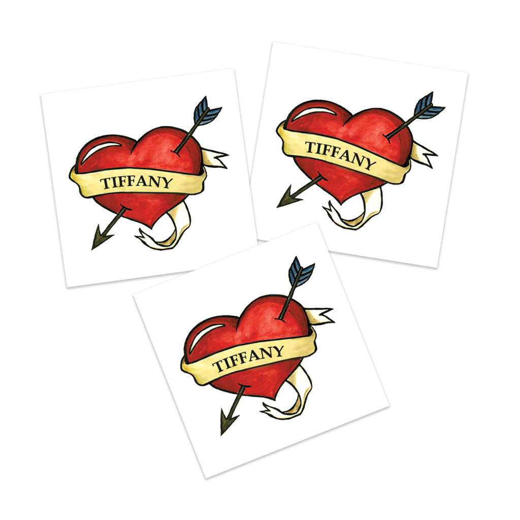 Tiffany Heart Temporary Tattoos (3-Pack) | Skin Safe | Made in The USA | Removable