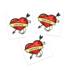 Tiffany Heart Temporary Tattoos (3-Pack) | Skin Safe | Made in The USA | Removable