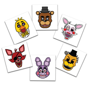 Five Nights at Freddy's Temporary Tattoos | Freddy Fazbear - Bonnie - Chica - Foxy - Mangle | Pack of 18 | Party Supplies | Skin Safe | MADE IN THE USA| Removable