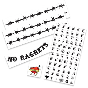 White Trash Party Temporary Tattoos | Halloween Costume Tattoo Kit | Skin-Safe | MADE IN USA | Removable