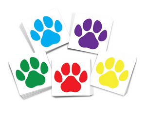 Colored Paws Temporary Tattoo Multi Pack (50) | 5 Colors (10 of each)